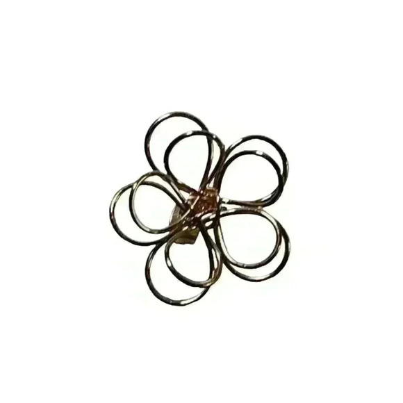 Golden Wire Petunia Stud Earrings - Picture 5 of 7